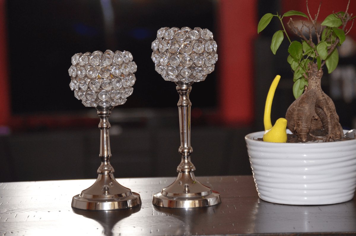 Round Crystal Candle Holder Set of 2 - Hearth Home & Living