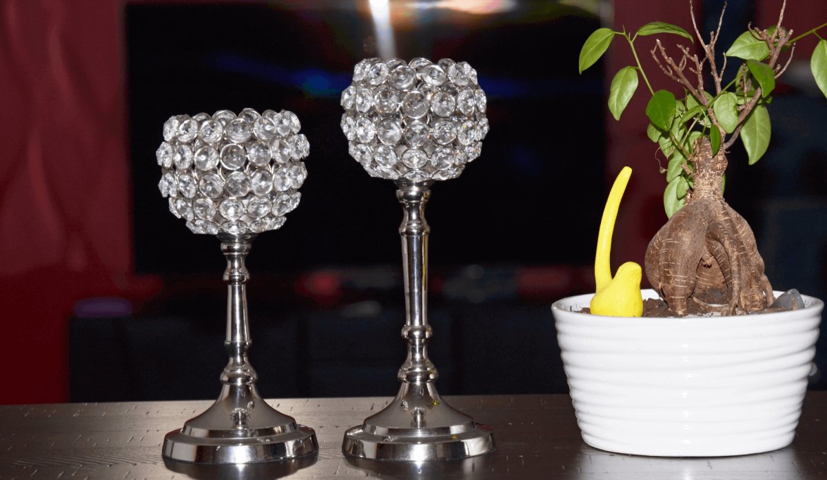 Round Crystal Candle Holder Set of 2 - Hearth Home & Living