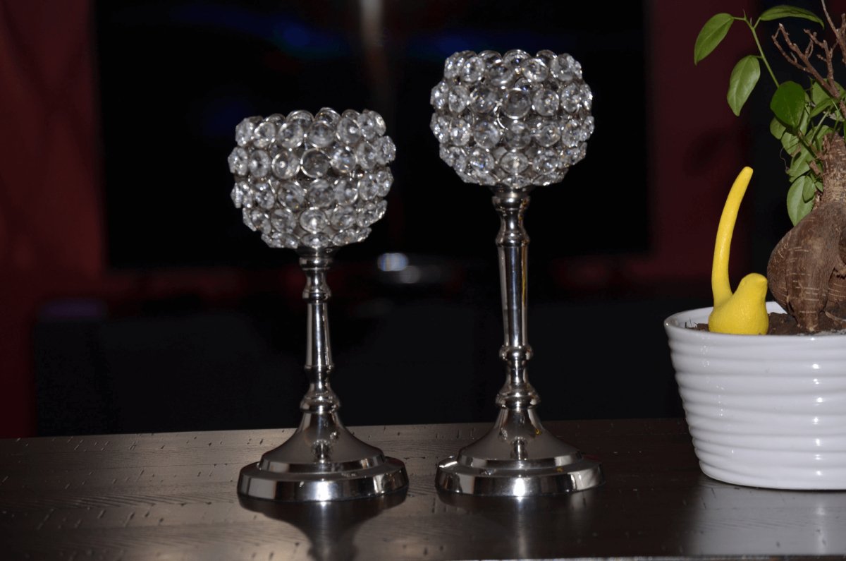 Round Crystal Candle Holder Set of 2 - Hearth Home & Living