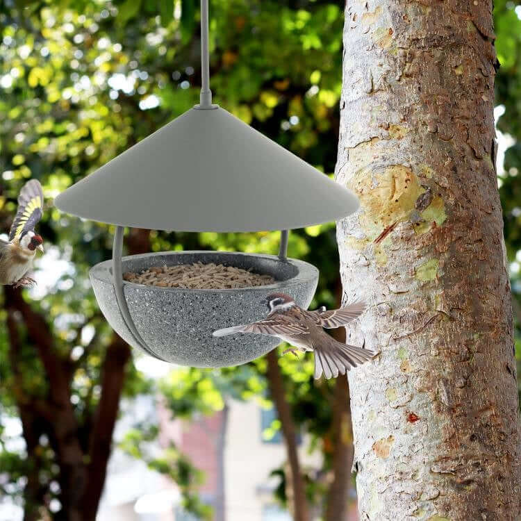 Small Hanging Bird Feeder with Metal Cone Rain Protector Top - Hearth Home & Living