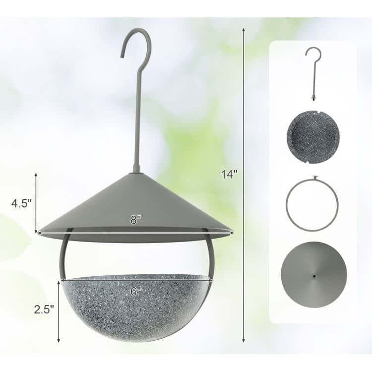 Small Hanging Bird Feeder with Metal Cone Rain Protector Top - Hearth Home & Living