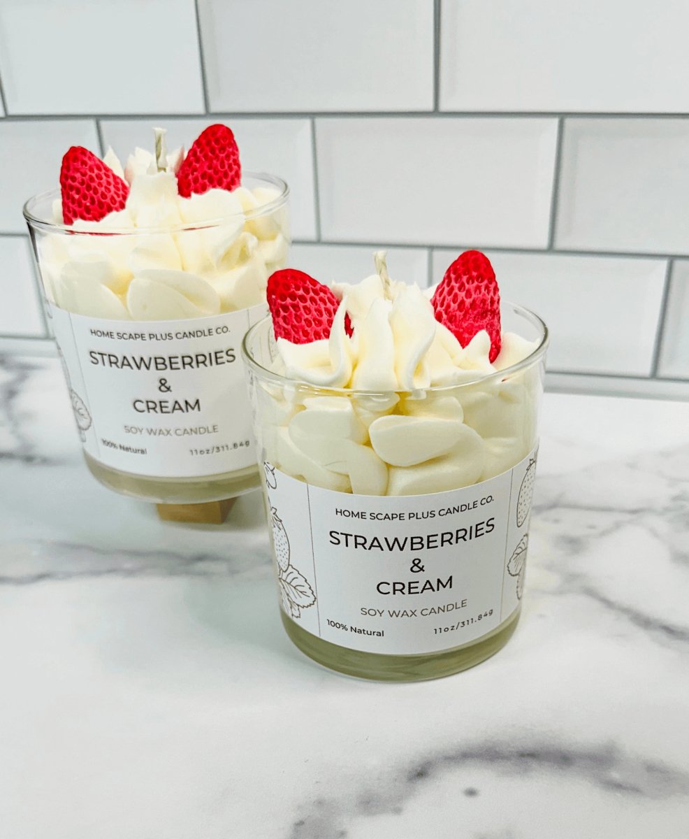 Soy Wax Candle Strawberries & Cream Aroma - Hearth Home & Living