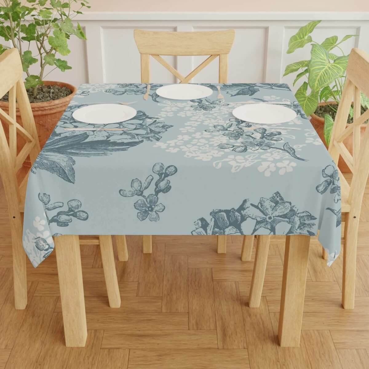 Square Tablecloth - Light Blue floral - Hearth Home & Living