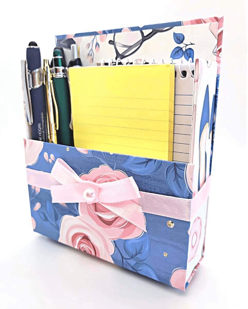 Stationery Gift Box Set w/Reusable Desktop Organizer, Blue Box - Hearth Home & Living