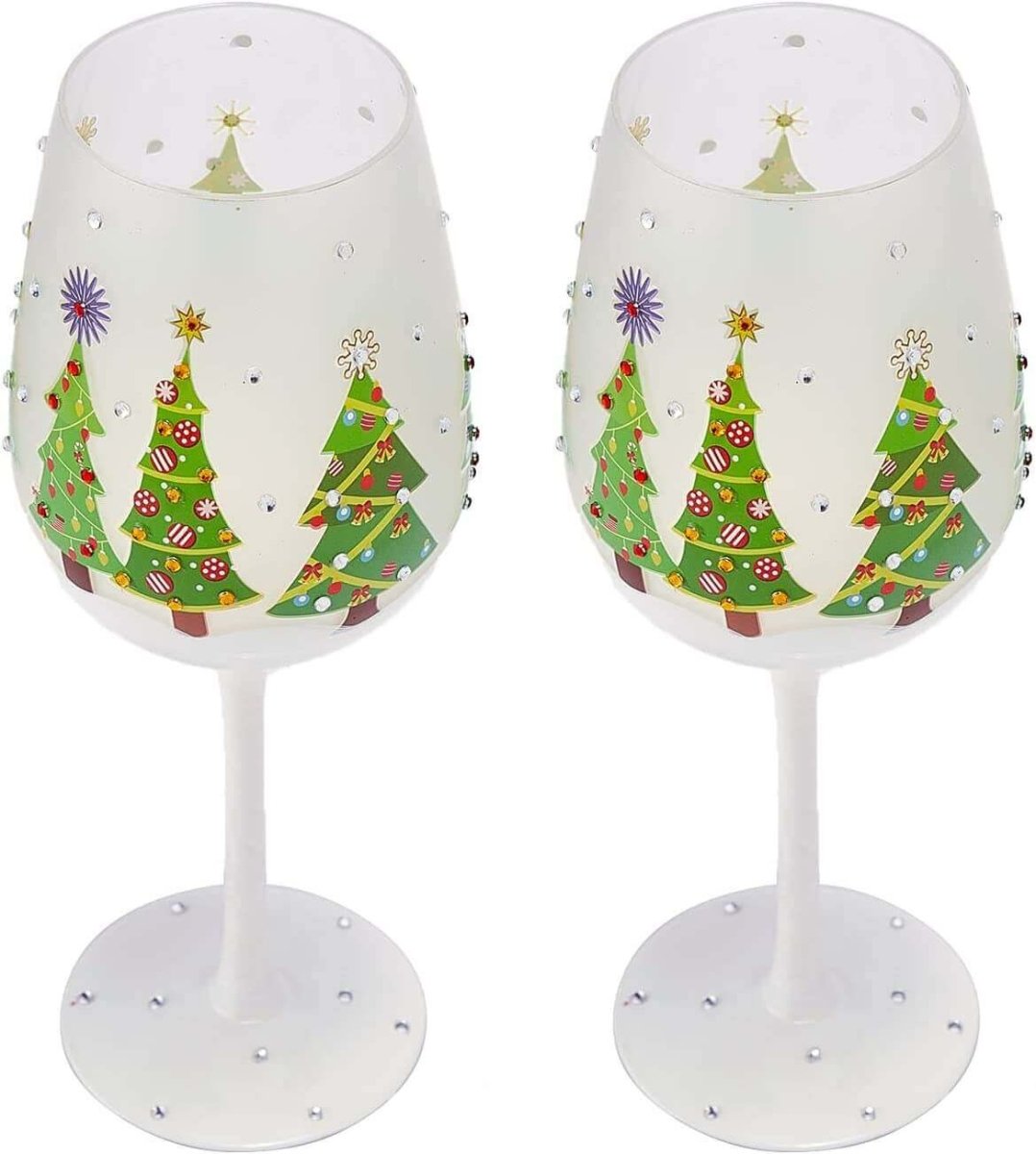 Stemmed Wine Glasses, Christmas Tree Design, Set of 2 - 14 oz. - Hearth Home & Living