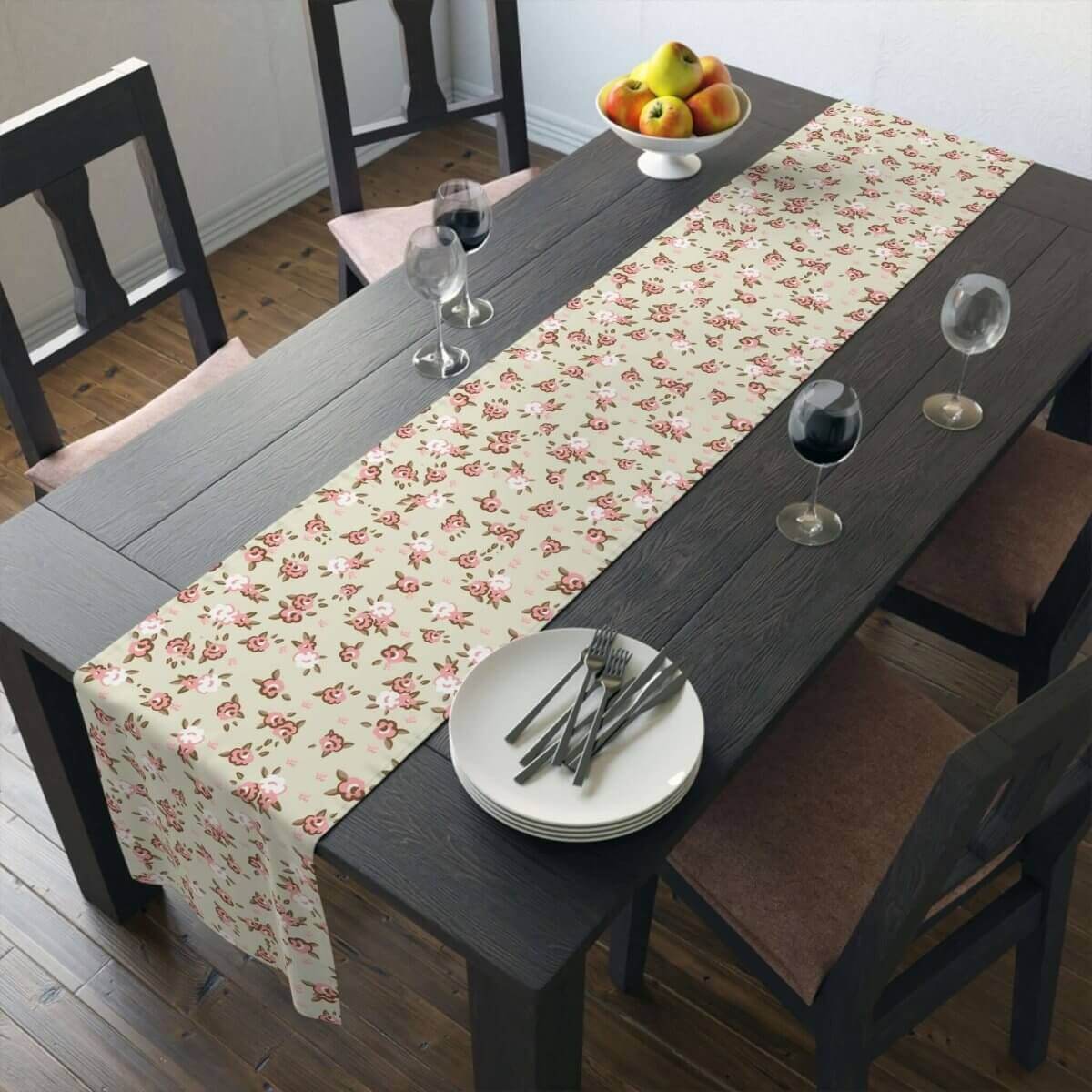 Table Runner (Cotton, Poly) - English Rose - Hearth Home & Living