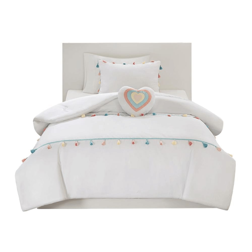 Tassel Comforter & Heart Pillow Set for Kids - Hearth Home & Living