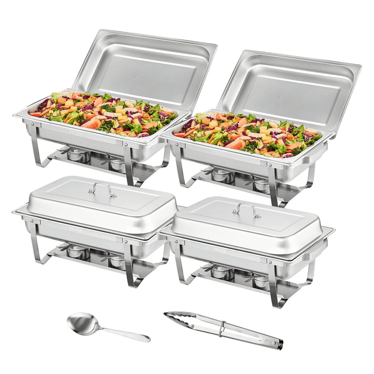 VEVOR 4 - Pack Rectangle Chafing Dish Set with Full - Size 8Qt Pan Frame Fuel Holder - Hearth Home & Living