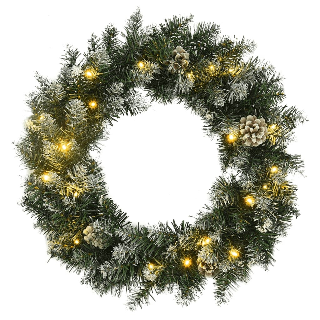 vidaXL Christmas Wreath with LED Lights Green 17.7" PVC - Hearth Home & Living