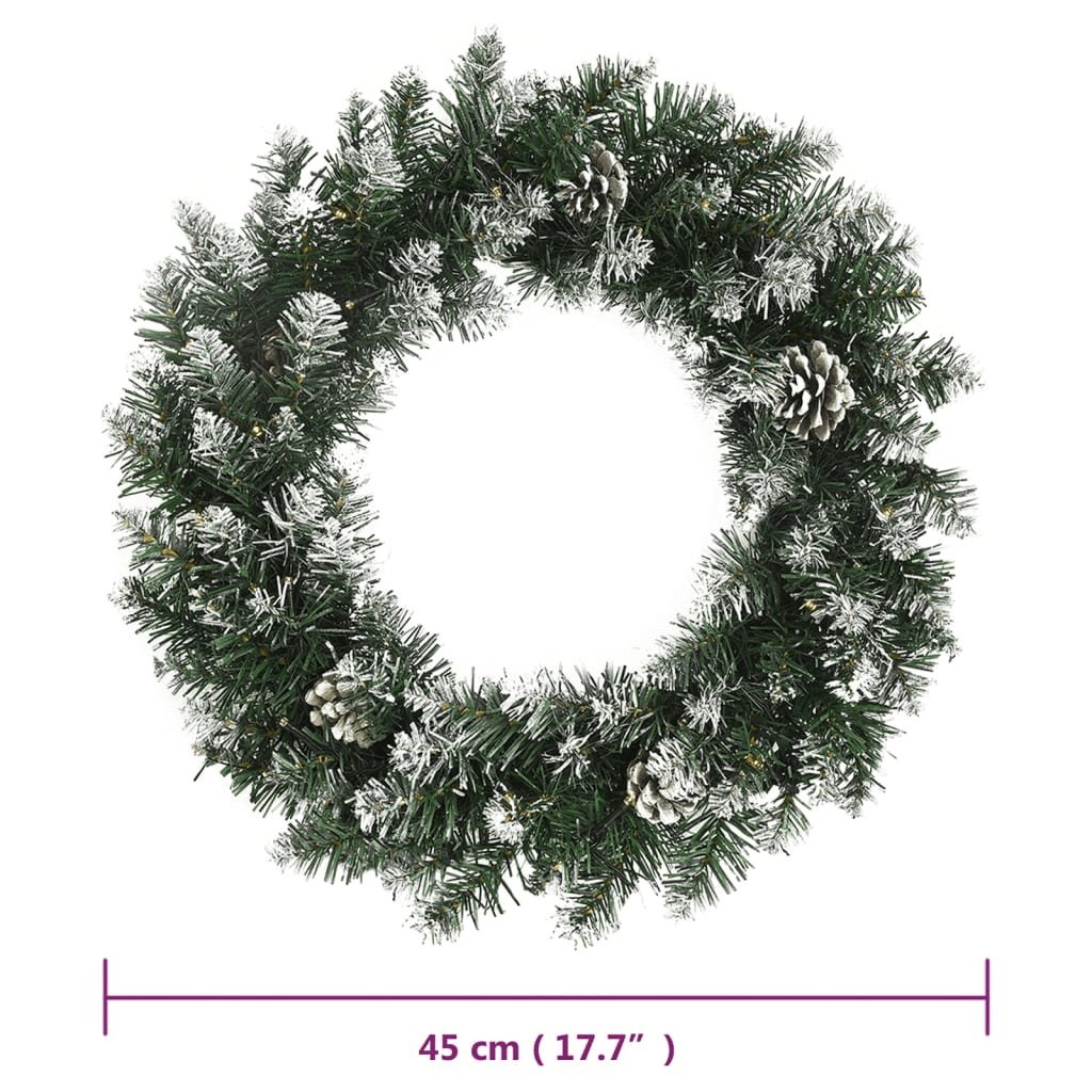 vidaXL Christmas Wreath with LED Lights Green 17.7" PVC - Hearth Home & Living