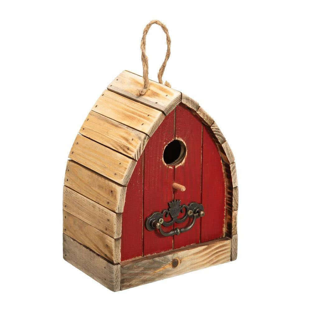 Vintage Farmhouse Style Red Solid Wood Outdoor Birdhouse - Hearth Home & Living