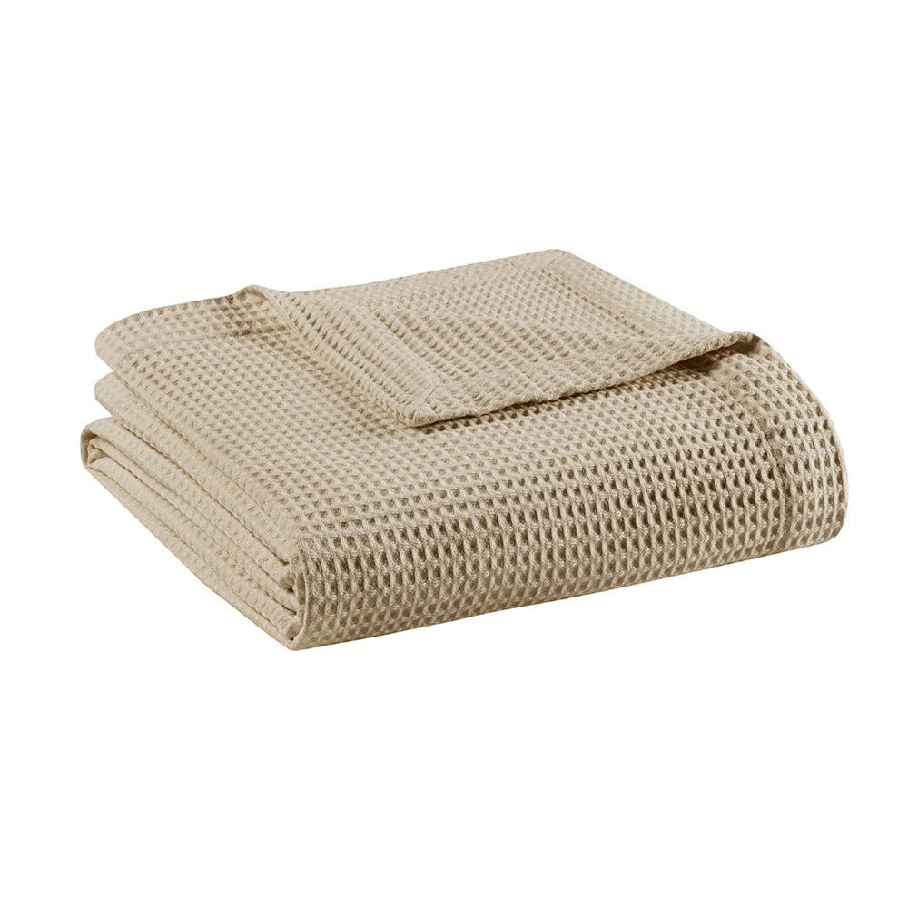 Waffle Weave 100% Cotton Blanket, 108x90 - Khaki - Hearth Home & Living