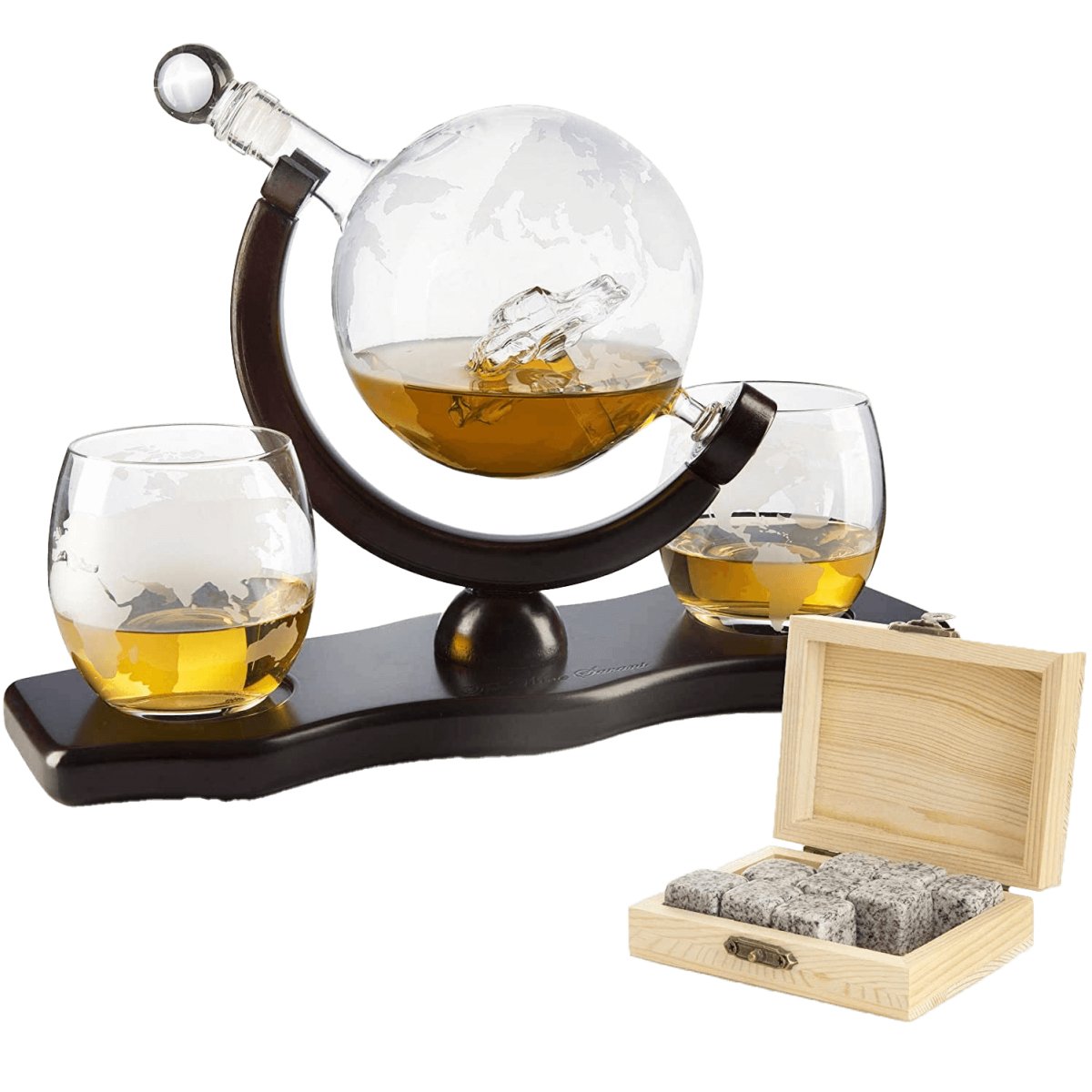 Whiskey Decanter Set with Globe Glasses - Unique Gift - Hearth Home & Living