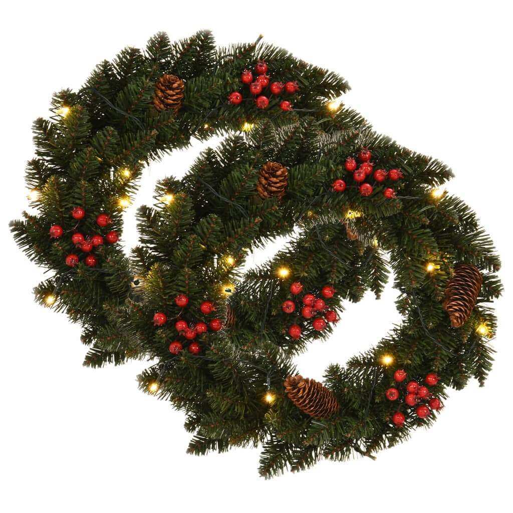Christmas Wreaths 2 pcs with Decoration Green 17.7"-0