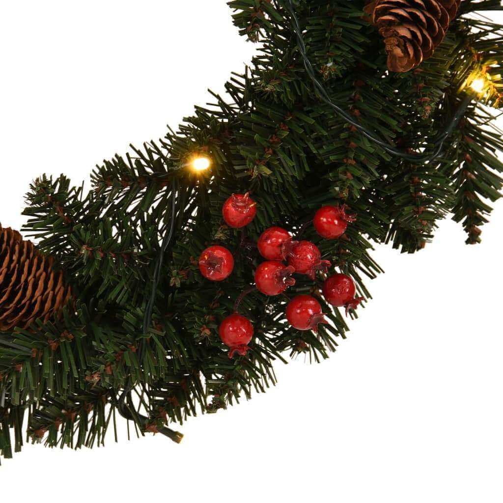 vidaXL Christmas Wreaths 2 pcs with Decoration Green 17.7"-4