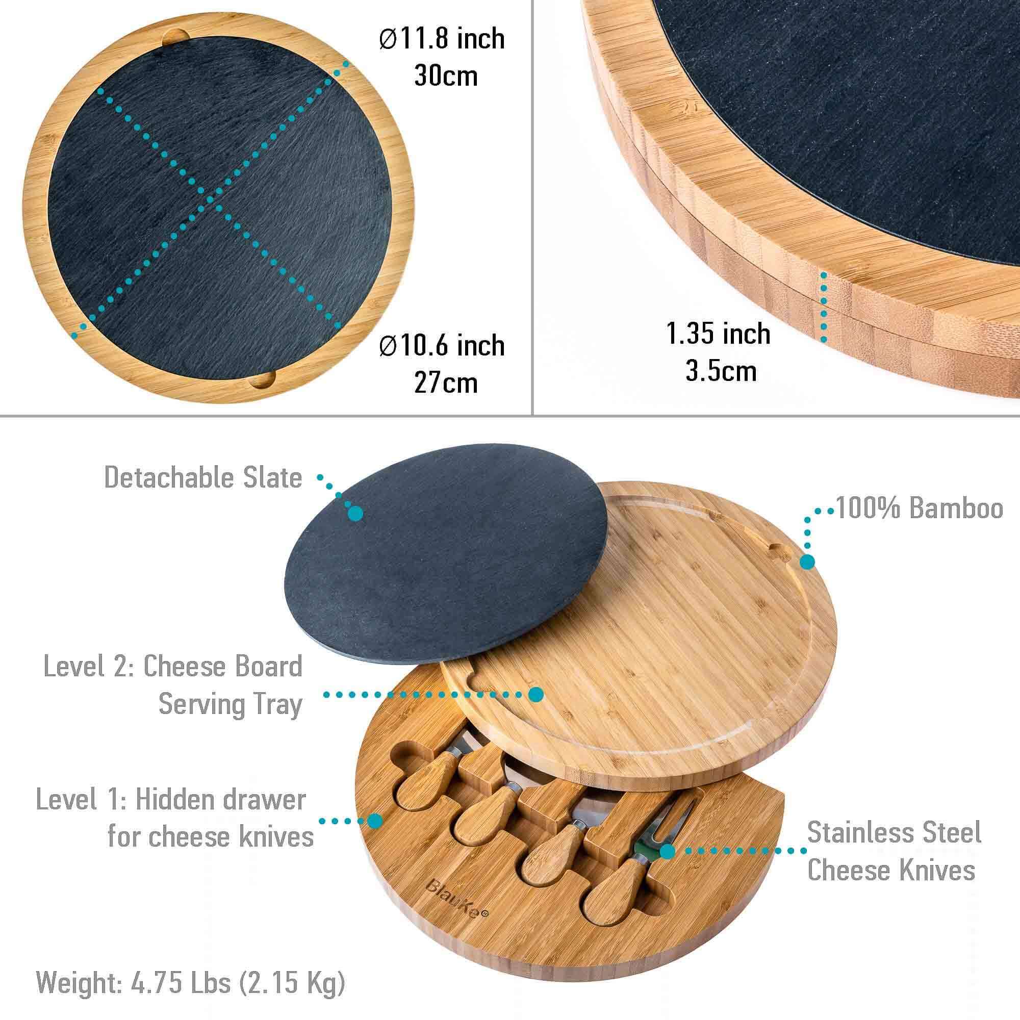 Round Bamboo Cheese Board with Knife set