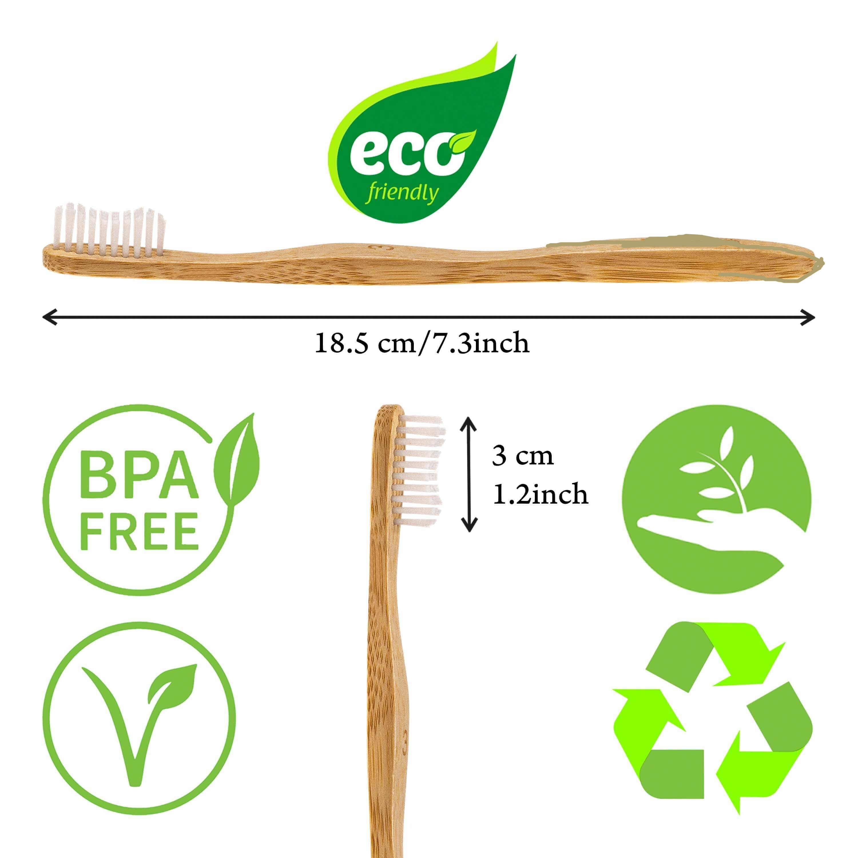 Bamboo Toothbrush Set 5-Pack - Bamboo Toothbrushes with Medium Bristles for Adults - Eco-Friendly, Biodegradable, Natural Wooden Toothbrushes-2