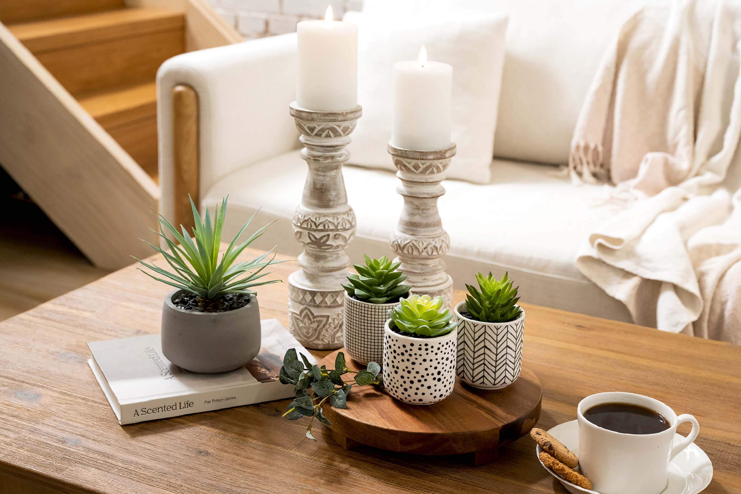 Tall white washed candle stands-2