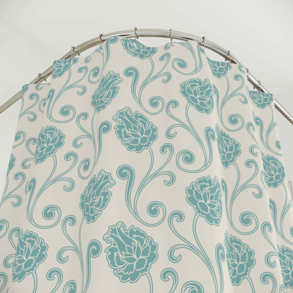 Blue & Cream Floral Shower Curtain - Hearth Home & Living