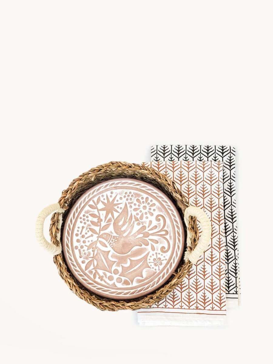 Bread Warmer & Basket Gift Set with Tea Towel - Bird Round - Hearth Home & Living