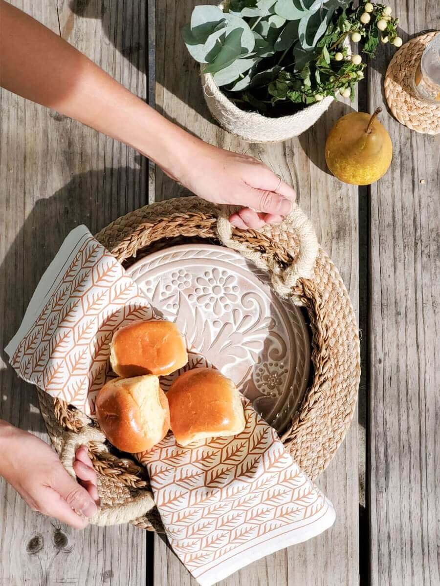 Bread Warmer & Basket Gift Set with Tea Towel - Bird Round - Hearth Home & Living