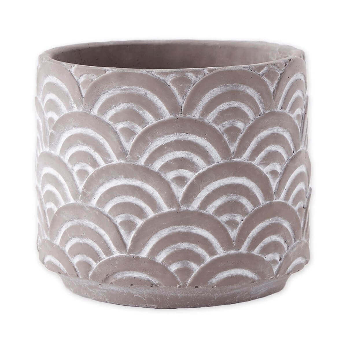 Cement Flower Pot Set - Taupe Scallop Design - Hearth Home & Living