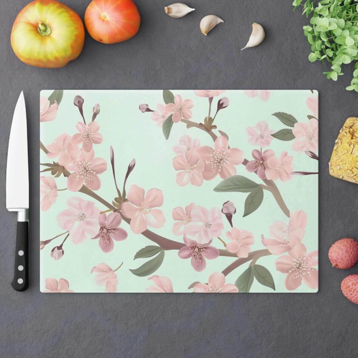 Elegant Cherry Blossoms Tempered Glass Cutting Board - Hearth Home & Living