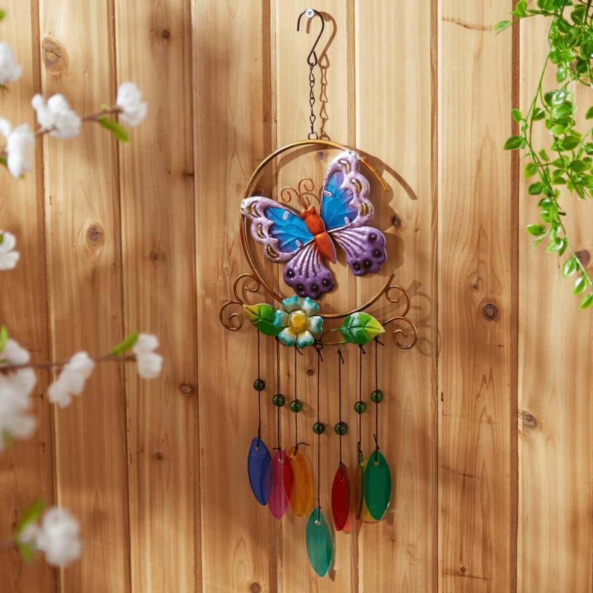 Glass Leaves Colorful Wind Chimes - Butterfly - Hearth Home & Living