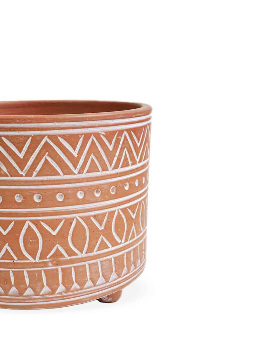 Hand Etched Terracotta Pot - Small - Hearth Home & Living