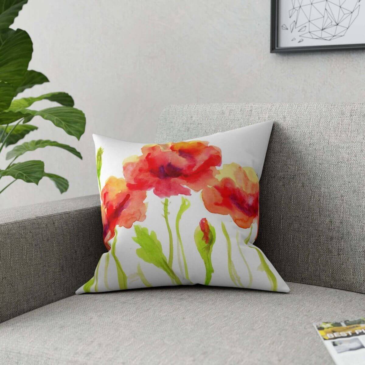 Poppies Broadcloth Pillow (1Pc. Various Sizes) - Hearth Home & Living