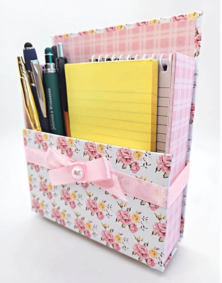 Stationery Gift Box Set w/Reusable Desktop Organizer Box-Pink - Hearth Home & Living