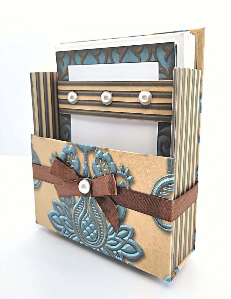 Stationery Gift Desktop Organizer Box - Embossed Blue - Hearth Home & Living